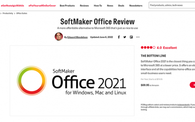 SoftMaker Office review earns 4 out of 5 stars by PC Magazine