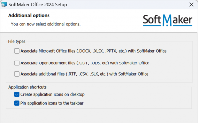 Change SoftMaker Office 2024 default file types and file formats to Microsoft Office (.DOCX, .RTF, .XLSX, and .PPTX)
