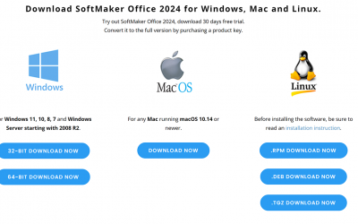 Download and installation guides for SoftMaker Office 2024 for Windows, Mac and Linux