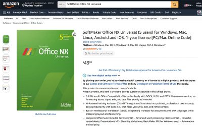 SoftMaker Office NX Universal on Amazon – Affordable AI Office Suite for All Devices